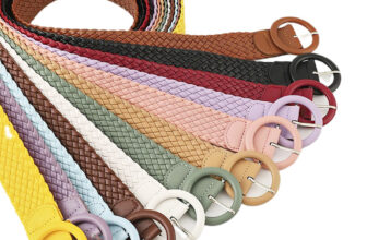 Women Skinny Round Buckle Faux Leather Braided Waist Belt Jeans Dress Waistband