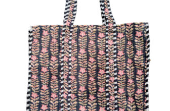 Multi Blue Floral Quilt Handbags Women’s Beach Bags Indian Cotton Tote Handbag