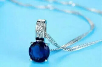Simulated Blue Sapphire Round Cut Women’s Beauty Pendant 14K White Gold Plated