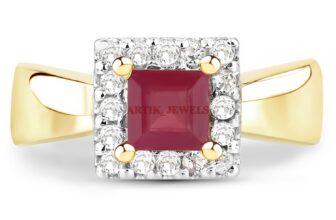 Heated Ruby Gemstone with Gold Plated 925 Sterling Silver Ring for Women’s 4399