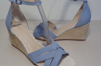 Splendid Size 7.5 M MADDY Sky Blue Leather Wedge Heel Sandals New Women’s Shoes