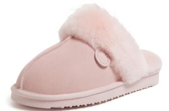 Women’s Fireside Sydney Shearling Fur Indoor/Outdoor Scuff Slipper With 9 Pink