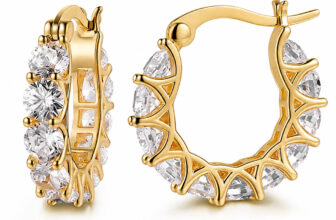 Gold, Silver Plated Hoop Earrings With Cubic Zirconia Unisex, Hip Hop Jewelry