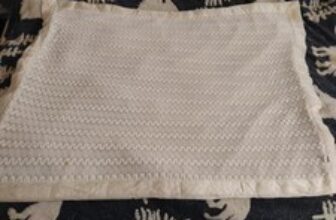 Baby Blanket While 43×33 40 Years Old Very Nice Stitching Gone At Two Corners