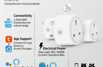 Pack of 3 Smart WiFi Plug 20A UK 3 Pin Tuya Alexa Google Home Timer Socket