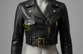 Women’s handmade Genuine Lambskin Leather Cropped Biker Jacket Black Moto Coat