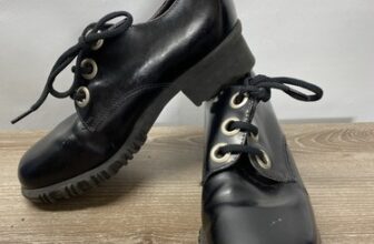 Vintage Azaleia Women’s 8.5 M Low Block Heel Lace Up Oxford Shoe Leather Black