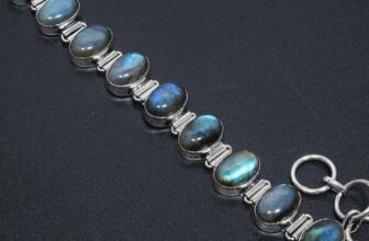 925 Sterling Silver Natural Labradorite Oval Gemstone Link Bracelet Handmade