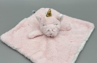 Dreamgro Pink Unicorn Gold Horn Lovey Rattle Plush Baby Security Blanket