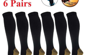 6 Pairs Copper Compression Socks 20-30mmHg Graduated Support Mens Womens S-XXL