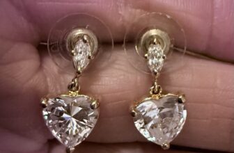 Cubic Zirconia Heart Gold Tone Post Earrings Marquise
