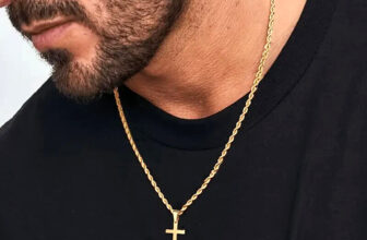 18K Gold Plated Cross Pendant Necklace Christian Men Women Stainless Steel Gift