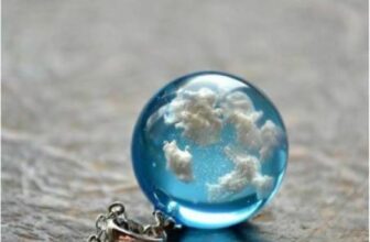 Blue Sky Cloud Pendant Necklace Glass Orb Resin Marble Ball Jewelry Gift