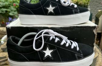 Converse One Star Black Suede Platform Trainers UK 8 Excellent Condition