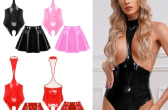 Women Bodysuit Playsuit Lingerie Clubwear Wet Look Crotchless Nightwear Glossy