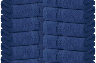 Hand Towels Cotton  – Soft & Absorbent – 16×27 Inch – 12 Pack – Navy Blue