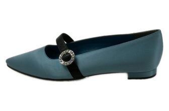 MANOLO BLAHNIK Blue Gray Black Satin Leather Women’s Shoes
