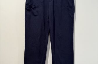 Mondetta Straight Leg Pants Women Medium Navy Striped Stretch Travel Work Office
