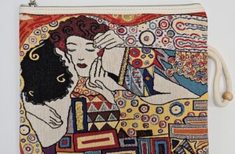 Mottif Istanbul Goblen Clutch Womens Tapestry Art Zipper Abstract Kiss Zip Bag