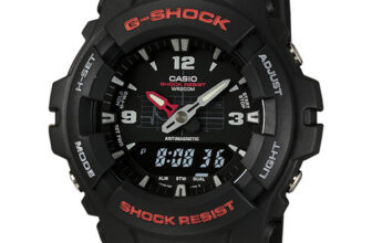 Casio G100-1BV, G-Shock Analog/Digital Watch, Black Resin Band, Alarm,