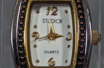 Studio White Dial Two Tone Hinge Bracelet Band Watch