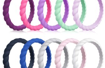 Silicone Wedding Ring for Women, 10-Pack Thin and Braided Rubber Band, Fashio…