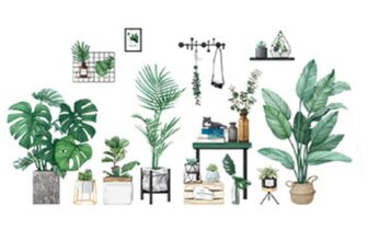 Green Wall Stickers Potted Plants Removable PVC Living Room Home Decorations