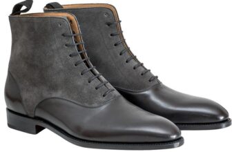 Handmade Men Two Tone Ankle Boot, Mens Black Leather And Gray Suede leather boot