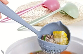 2 In 1 Kitchen Ladle Soup Pan Spoon with Filter Strainer (Green)