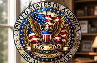 USA 250th Anniversary Suncatcher Eagle Stained Glass Window Hanging Decor