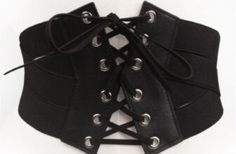 Women Black Retro Party Waist Elastic Wide Corset Belt band Tie up Zip Wrap