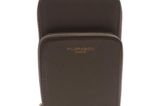 Flora & Co Taupe Faux Leather Triple Compartment Phone Crossbody