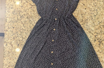 V Neck Button Down Skater Dress with Pockets Short Sleeve Black pocka dots XL