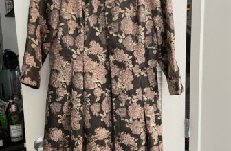 Gal Meets Glam Floral Jacquard Fit & Flare Collared Midi Coat Size 10