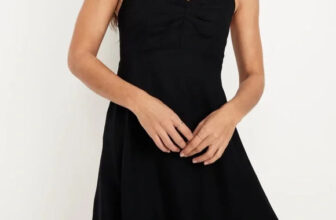 OLD NAVY ~ New! NWT M or LT Tall ~ BLACK JACK Fit & Flare Crepe Mini Dress b55