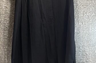 DKNY Midi Dress XXL Black Linen Blend V-Neck Lagenlook Minimalist Capsule Coasta