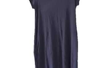 Eileen Fisher Women Navy Blue Swing Dress Size XS Short Sleeve Stretchy