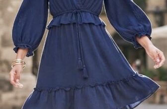 Gauzy Ruffled Balloon Sleeve MAX STUDIO Dress Peplum Size Medium New Navy Blue