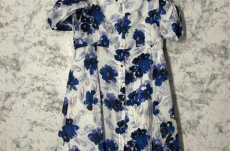 Ivanka Trump Floral Fit And Flare Dress Cold Shoulder White Blue Cotton Sz 12