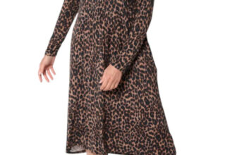 Cuddl Duds Women’s Soft Stretch Wrap Over Dress Mocha Animal