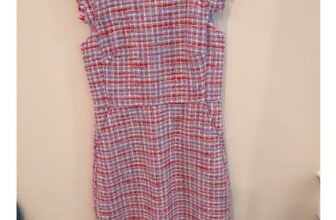 J. Crew Red White Blue Tweed Fringe Sheath Dress L6613 Size 6