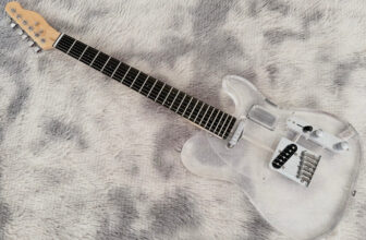 Acrylic Body Electric Guitar Blue LED Light Tele Style 6 String Solid Body