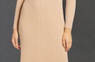 WAYF BFF Beige Sweater Midi Dress Size XXS Slit Scoop Neck Long Sleeve $79 NWT