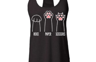 Rock Paper Scissors Racerback Tank Top Hand Game Cat Paws Cute Shirt
