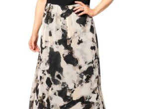 LOGO by Lori Goldstein Women’s Print & Solid V-Neck Dress Black