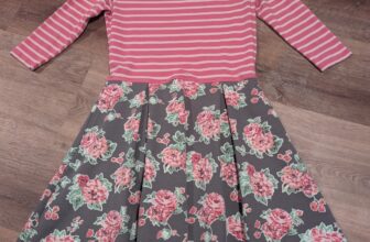 Matilda Jane Fit And Flare Dress Women’s Size S Pink Stripes Floral 3/4 Sleeves