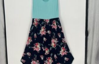 HoneyMe Curvy Women Tank Dress Aqua Floral Navy Sleeveless Plus Size Pockets NEW