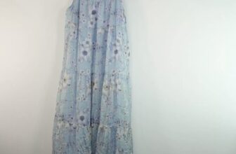 Elena Baldi SunDress Women Blue Floral Silk Blend Rope Straps Italy Lined XL