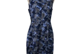Lafayette 148 Sheath Dress Womens 6 Blue Silk Abstract Brushstroke