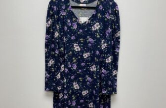 LulaRoe Womens Purple Floral Mutton Long Sleeve V-Neck Mini Ava Dress 3XL New